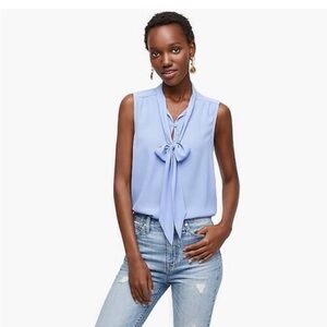 J. Crew Light Blue Sleeveless Blouse with Tie